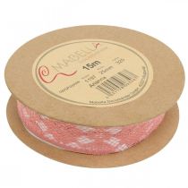 Artikel Blondebånd gammel pink, dekorativt bånd, vintage dekoration, dekorativt bånd, bryllup dekoration B25mm L15m