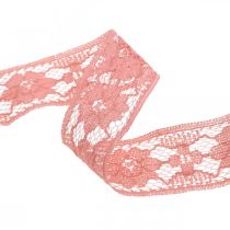 Artikel Blondebånd gammel pink, dekorativt bånd, vintage dekoration, dekorativt bånd, bryllup dekoration B25mm L15m