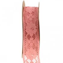 Artikel Blondebånd gammel pink, dekorativt bånd, vintage dekoration, dekorativt bånd, bryllup dekoration B25mm L15m
