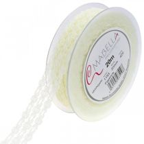 Artikel Dekorativt bånd med blonder, blomstergavebånd, bryllupsdekoration lysegul B20mm L20m