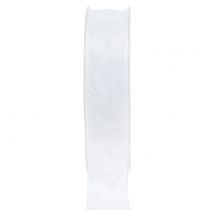 Organza bånd sommerfugl hvid 25mm 20m