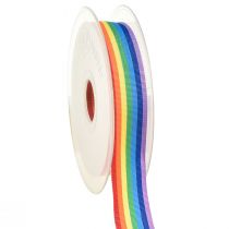 Dekorativt bånd gavebånd regnbue flerfarvet 25mm 20m