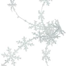 Satinbånd Julebånd snefnug hvid 25mm 5m