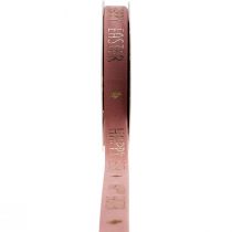 Artikel Fløjlsbånd Glad påske pyntebånd pink 15mm 5m