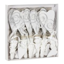 Artikel Bænkophæng med rør og hjerte, 18 cm, 6 stk.