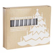 Artikel Trælys Juletræslys sølv 13x105mm 20 stk
