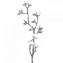 Artikel Kunstig bomuldsgren bomuldsblomster med sne 79cm