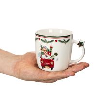 Artikel Keramikkrus med julemotiv, bil og gaver, 9 cm