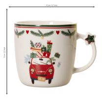 Artikel Keramikkrus med julemotiv, bil og gaver, 9 cm