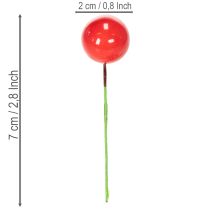 Artikel Mini julekugler med kunstige røde bær til blomsterdekoration, 2 cm, 48 stk.