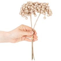 Artikel Kunstig bærgren, champagnefarvet dekoration, 28 cm, 3 stk.
