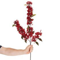 Artikel Kunstig gren med røde bær og blade, 96 cm