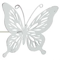 Sengepæl metalsommerfugl hvid 43x10,5x8cm 3stk