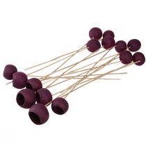 Artikel Klokkebæger på stilk tør dekoration begravelsesblomster vinrød 15 stk