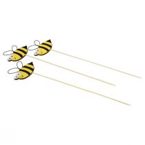 Forårsdekoration blomsterstik træbi dekoration 7cm 12stk