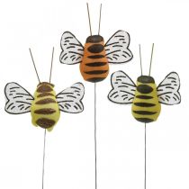 Bee on wire, blomsterpropper, deco bier, spring orange, gul B4,5cm 24stk