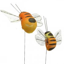 Deco bi, forårsdekoration, bi på tråd orange, gul B5/6,5cm 12 stk.