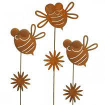 Artikel Havepæl bi, fjederdekoration, metalpæl rust L24,5cm 6 stk