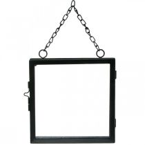 Billedramme til ophæng af metal og glas sort 18x19cm