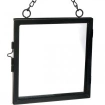 Billedramme til ophæng af metal og glas sort 18x19cm