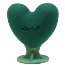 Blomsterskum 3D hjerte med fod blomsterskum grøn 30cm x 28cm