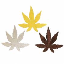 Artikel Scatter dekorationsblade gul, brun, platin assorteret 4cm 72 stk