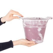 Artikel Blikspand, lilla og hvidvasket, Ø19 cm H17 cm, 1 stk.