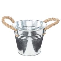 Artikel Blank metalspand med rebhåndtag, Ø12 cm