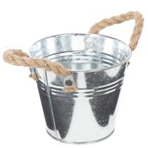 Artikel Blank metalspand med rebhåndtag, Ø12 cm