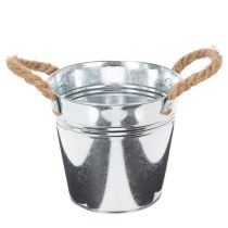 Artikel Blank metalspand med rebhåndtag, Ø16 cm