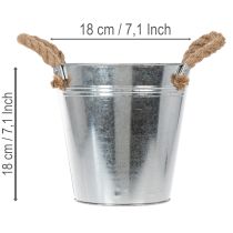 Artikel Blank metalspand med rebhåndtag, Ø18 cm