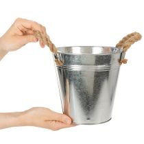 Artikel Blank metalspand med rebhåndtag, Ø18 cm