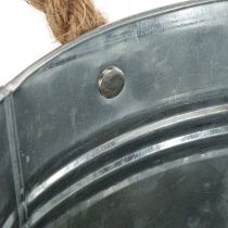 Artikel Blank metalspand med rebhåndtag, Ø22 cm