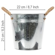 Artikel Blank metalspand med rebhåndtag, Ø22 cm