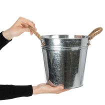 Artikel Blank metalspand med rebhåndtag, Ø22 cm