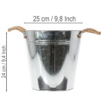 Artikel Blank metalspand med rebhåndtag, Ø25 cm