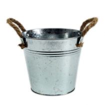 Artikel Dekorativ spand urtepotte metal med rebhåndtag Ø20cm