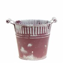 Artikel Blikspand lilla hvid vasket Ø15cm H14,5cm 1 stk
