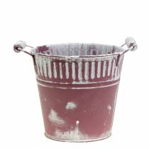 Artikel Blikspand lilla hvid vasket Ø16cm H15cm 1 stk