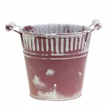 Artikel Blikspand lilla hvid vasket Ø19cm H17cm 1 stk