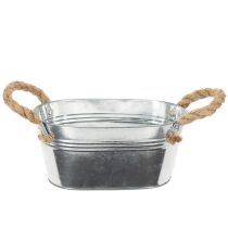 Artikel Metalskål med rebhåndtag, sølv, 22 cm høj, 10 cm høj