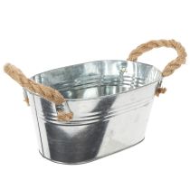 Artikel Metalskål med rebhåndtag, sølv, 22 cm høj, 10 cm høj