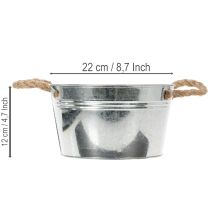 Artikel Blank metalskål med rebhåndtag, Ø22 cm