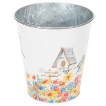 Artikel Blikpotte med fuglehuse, sommerdekoration, plantekasse H14,5 cm Ø13,5 cm