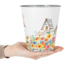 Artikel Blikpotte med fuglehuse, sommerdekoration, plantekasse H14,5 cm Ø13,5 cm