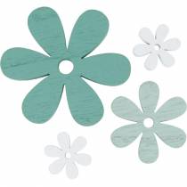 Scatter deco blomstre grønne, mynte, hvide træ blomster til at sprede 29stk