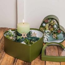 Blomstergaveæske Hjerte Blomsteræske Grøn 24/21,5/19 cm Sæt med 3