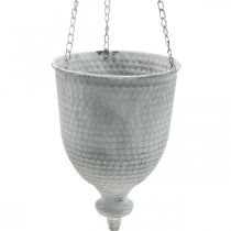Hængekurv Shabby Chic Hvid Ø21cm med krog og kæde