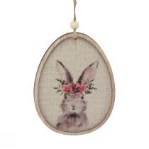 Artikel Blomsterbillede kanin i æg påskeæg dekoration træ 9,5×12cm 6stk