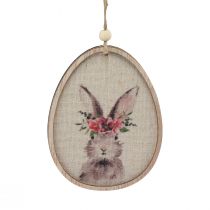 Artikel Blomsterbillede kanin i æg påskeæg dekoration træ 9,5×12cm 6 stk